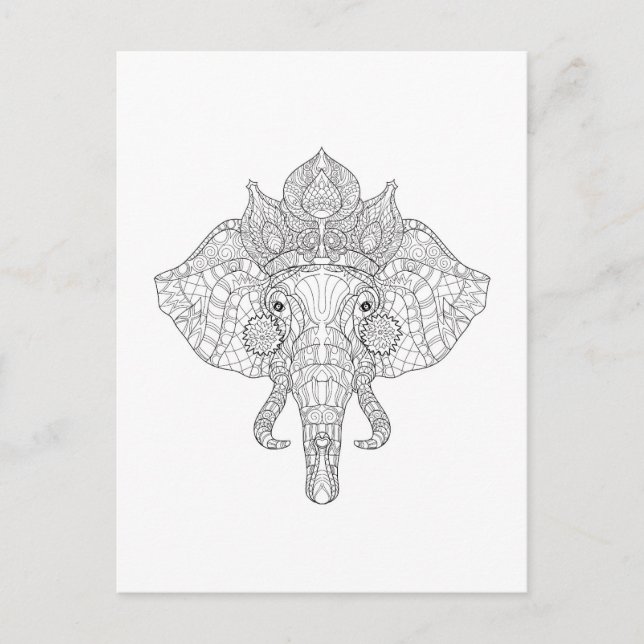 Postal Cabeza elefante Zendoodle (Anverso)