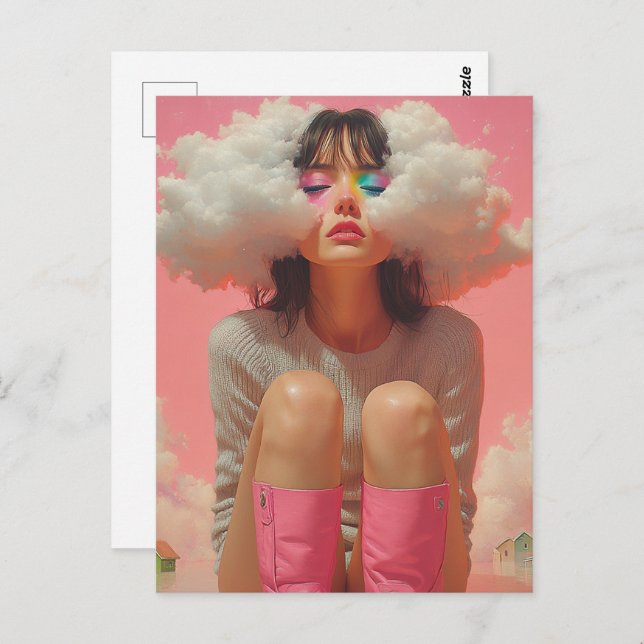 Postal Cabeza en el Surreal de las nubes (Anverso / Reverso)