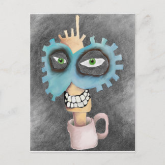 Postal cabeza en una taza