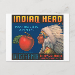 Postal Cabeza india Washington Apples Etiqueta de tasa de