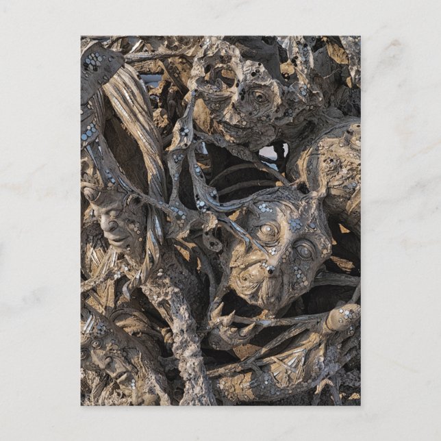 Postal Cabezas de grito Macabre Sequin Art, Templo Blanco (Anverso)