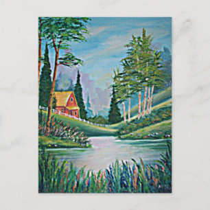 Postal Cabina con pintura de aceite de flujo