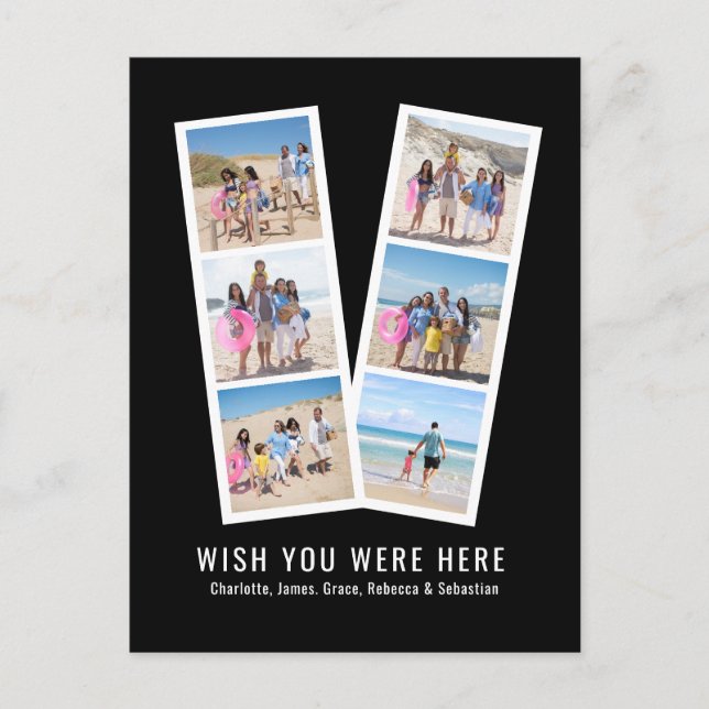 Postal Cabina de fotos personalizada 6 imágenes y texto (Anverso)