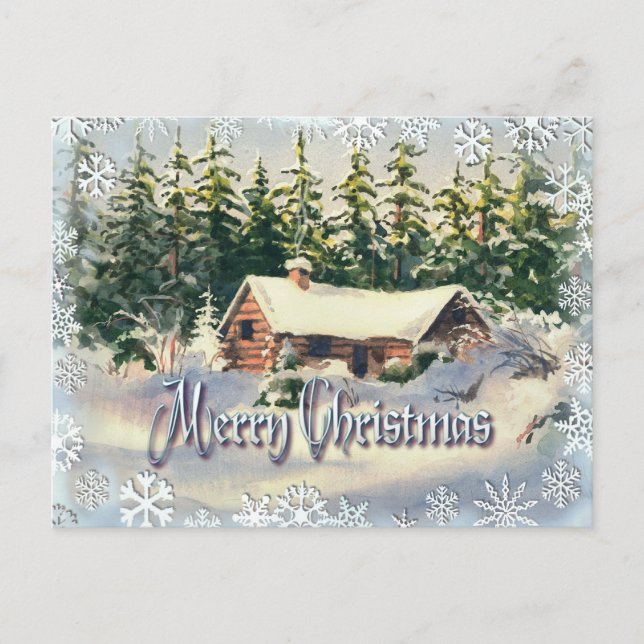 POSTAL CABINA DE INVIERNO EN NIEVE DE SHARON SHARPE (Anverso)