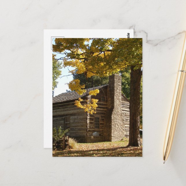 Postal Cabina de Log en Washington, Iowa en otoño (Anverso/Reverso In Situ)