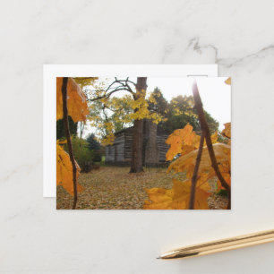 Postal Cabina de Log en Washington, Iowa en otoño