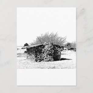 Postal Cabina de piedra en blanco y negro