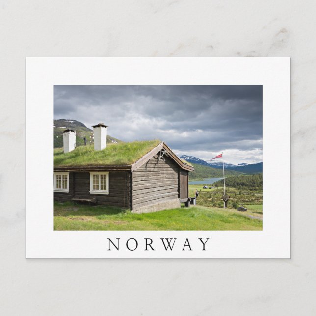 Postal Cabina de troncos de techo de sod en Noruega posta (Anverso)