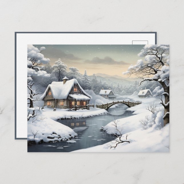 Postal Cabina en la nieve (Anverso / Reverso)