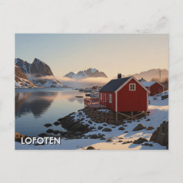 Postal Cabina roja en viaje a Lofoten Noruega