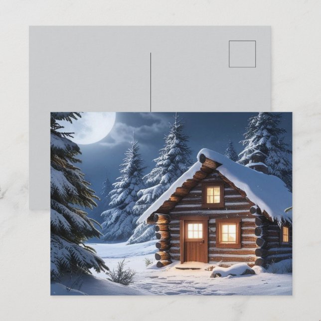 Postal Cabina Rustic Moonlight Cosy Winter (Anverso / Reverso)