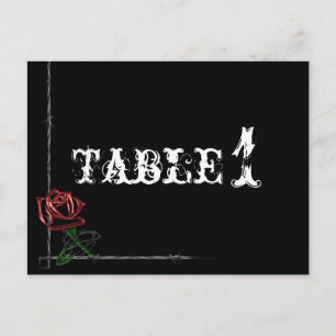 Postal Cableado de púas gótico y número de tabla de Boda