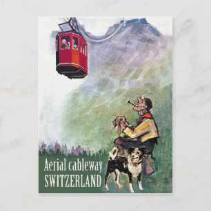 Postal Cableway aéreo, Suiza, viaje vintage
