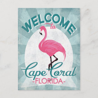 Postal Cabo Coral Florida Rosa Flamingo Retro