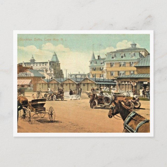 Postal Cabo May NJ, Stockton Baths, Vintage (Anverso)