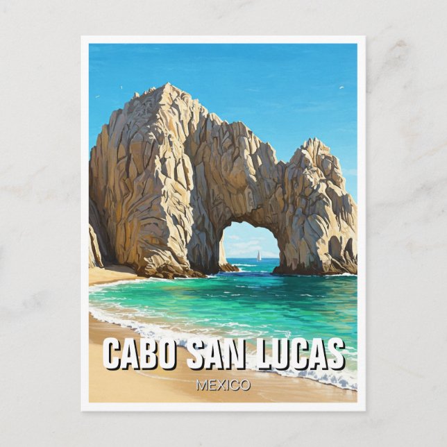 Postal Cabo San Lucas México El Arco Viaje (Anverso)