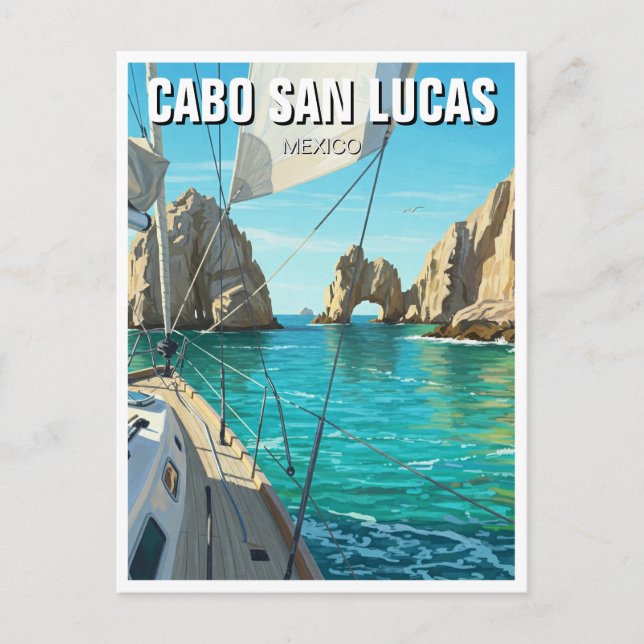 Postal Cabo San Lucas México El Arco Viaje (Anverso)