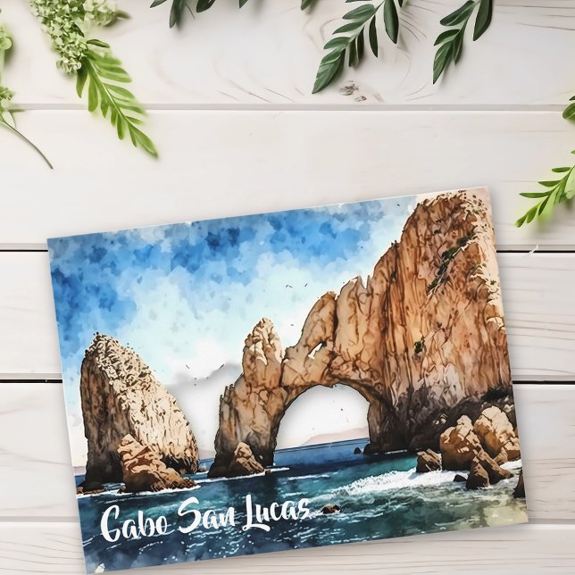 Postal Cabo San Lucas México Playa Acuarela (Subido por el creador)