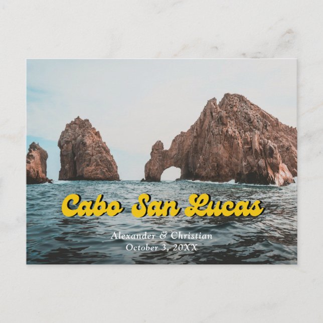 Postal Cabo Save the Date Postcard Mexico Wedding (Anverso)