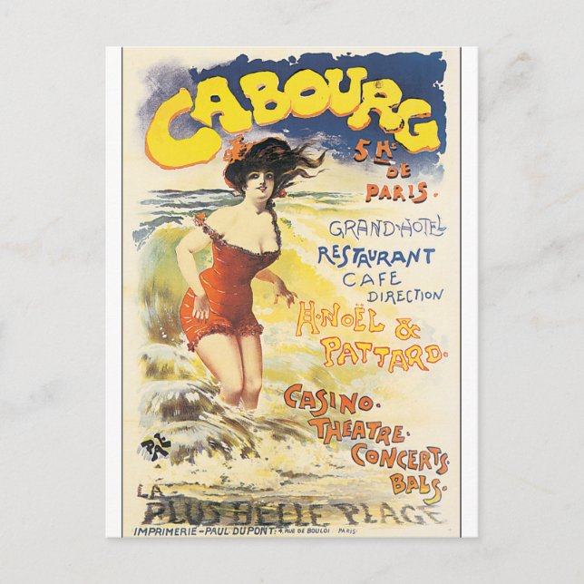 Postal Cabourg Vintage Travel Poster (Anverso)