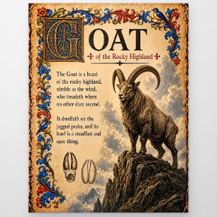 Postal Cabra, Arte de Bestiario Medieval