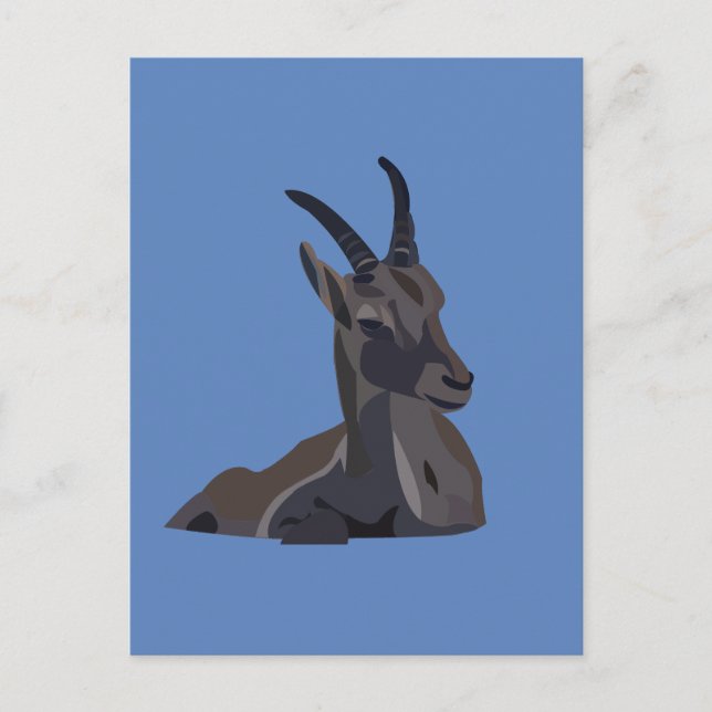 Postal Cabra de Arte Animal Ibex Goat (Anverso)
