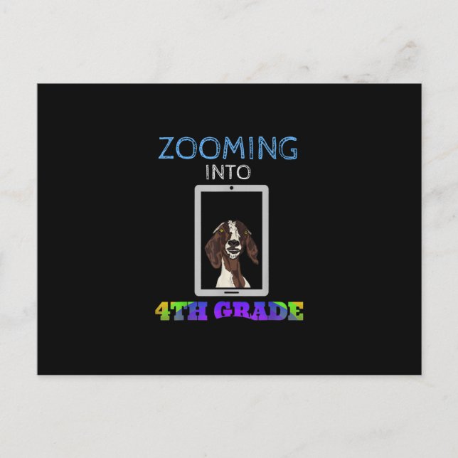 Postal Cabra Divertida Estudiante Virtual de 4º Curso Vue (Anverso)