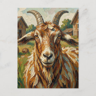 Postal Cabra Impasto en una granja de arte