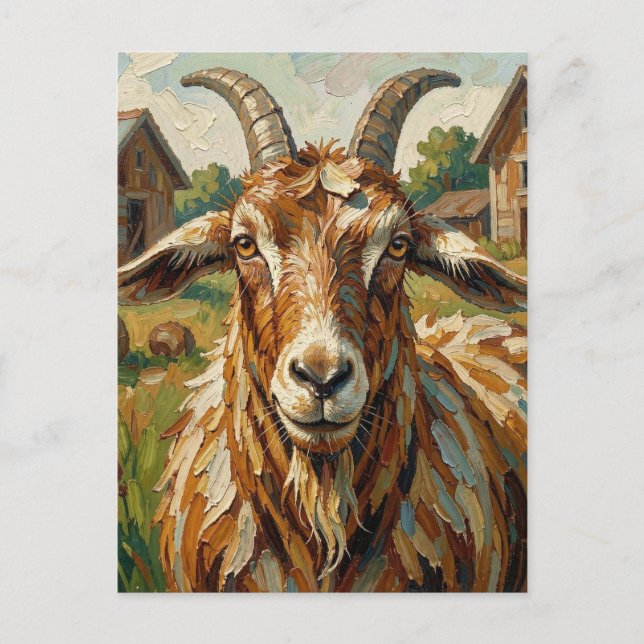 Postal Cabra Impasto en una granja de arte (Anverso)