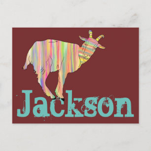 Postal Cabra Listada Jackson Colorida Arte Animal Funky