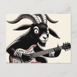 Postal Cabra Negra Tocando Guitarra Feliz Pascua