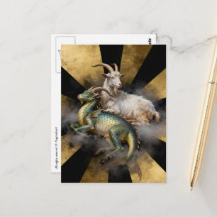 Postal Cabra y dragón de fantasía