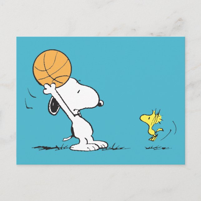Postal Cacahuetes | Baloncesto Snoopy & Woodstock (Anverso)
