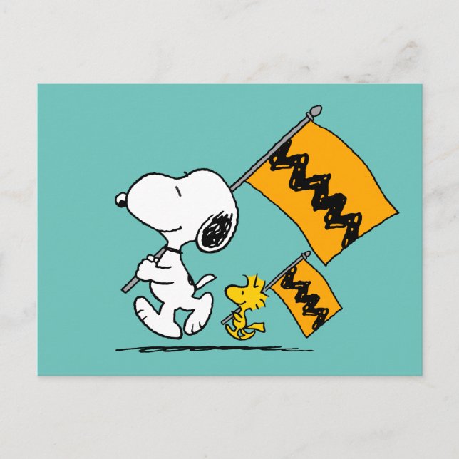 Postal Cacahuetes | Banderas Snoopy & Woodstock (Anverso)