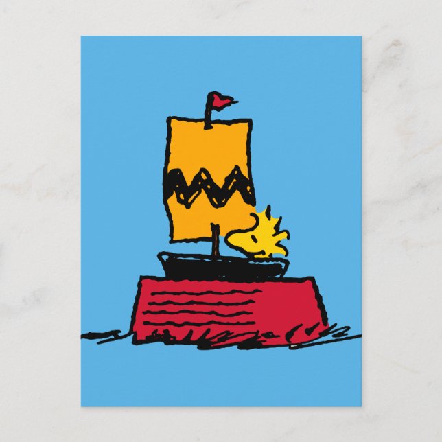 Postal Cacahuetes | Barco de vela de Woodstock Snoopy Dis (Anverso)