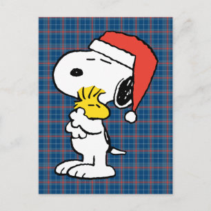 Postal Cacahuetes   Besos de Navidad de Snoopy y Woodstoc