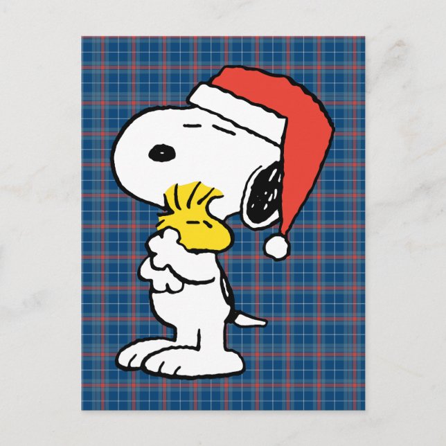 Postal Cacahuetes | Besos de Navidad de Snoopy y Woodstoc (Anverso)