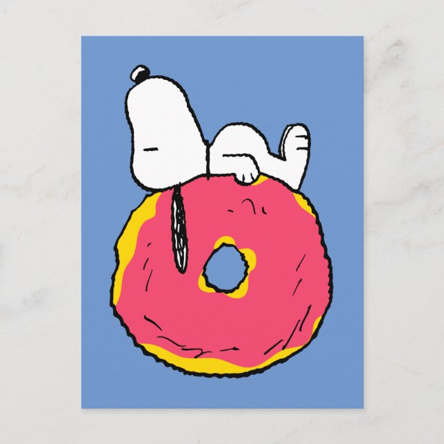 Postal Cacahuetes | Donut rosado Snoopy (Anverso)