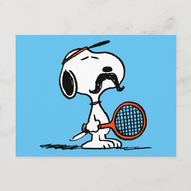 Postal Cacahuetes | El bigote de Snoopy jugando al tenis (Anverso)