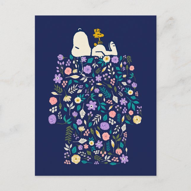 Postal Cacahuetes en flor | Doghouse de Snoopy (Anverso)