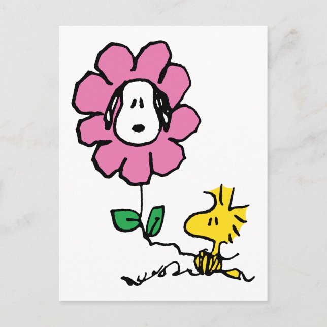 Postal Cacahuetes | Flor Snoopy & Woodstock (Anverso)