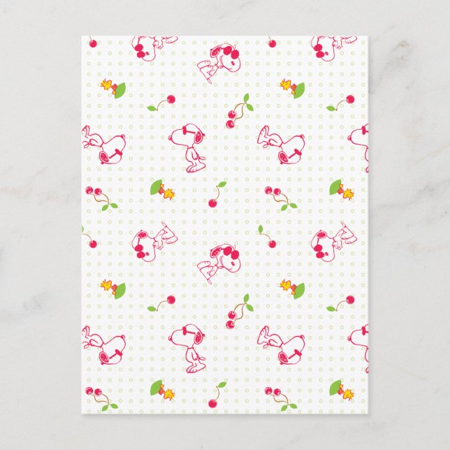 Postal Cacahuetes | Patrón de cerezo Snoopy y Woodstock (Anverso)