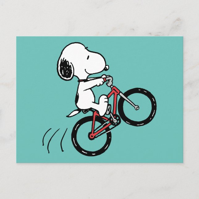 Postal Cacahuetes | Rueda de bicicleta Snoopy (Anverso)