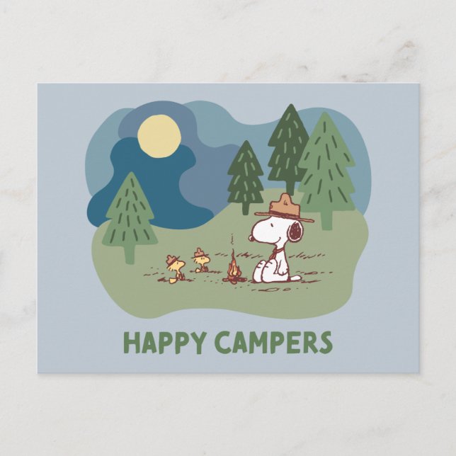 Postal Cacahuetes | Sitio del campamento de Snoopy y Wood (Anverso)
