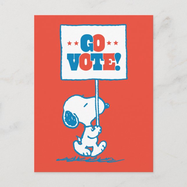 Postal Cacahuetes | Snoopy - Cartel de Ve a Votar (Anverso)