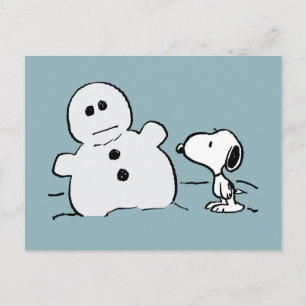 Postal Cacahuetes   Snoopy Construye Un Muñeco de Nieve