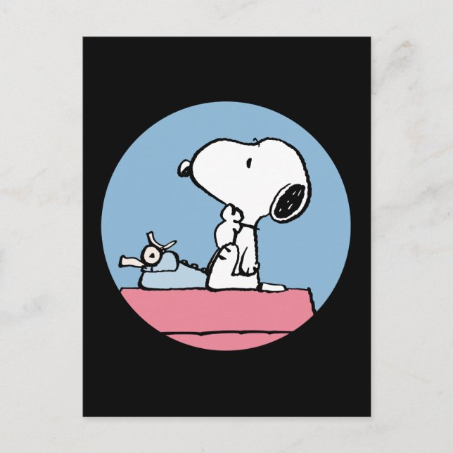 Postal Cacahuetes | Snoopy en la máquina de escribir (Anverso)