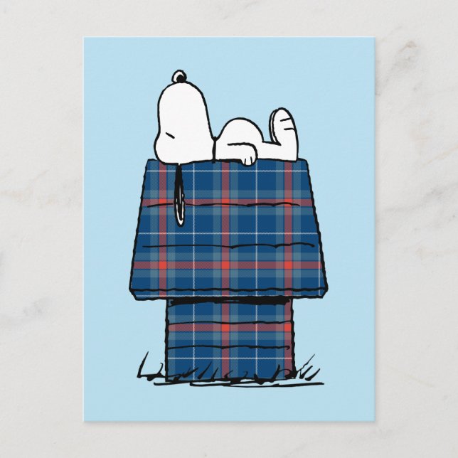Postal Cacahuetes | Snoopy Plaid Flannel Holiday Dog Hous (Anverso)
