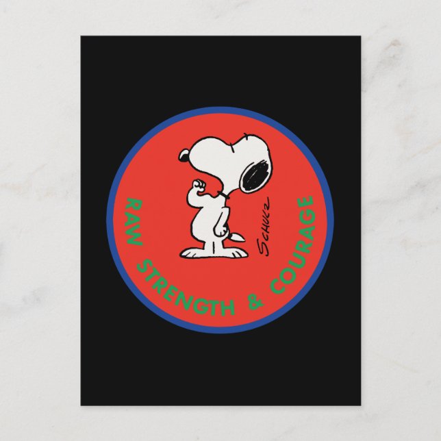 Postal Cacahuetes | Snoopy Raw Strength & Courage Badge (Anverso)