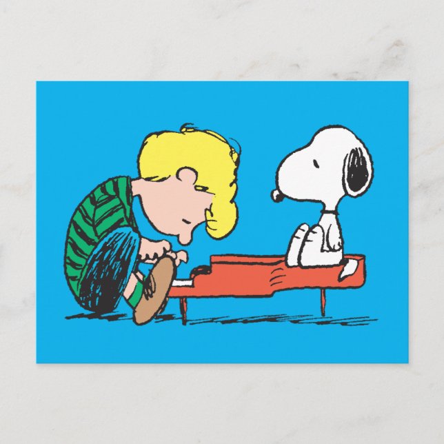 Postal Cacahuetes | Snoopy & Schroeder en el piano (Anverso)